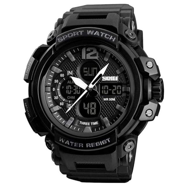 Analog-Digital Watch for Men with Black Polyurethane Strap and Round Dial for Casual & Formal Wear