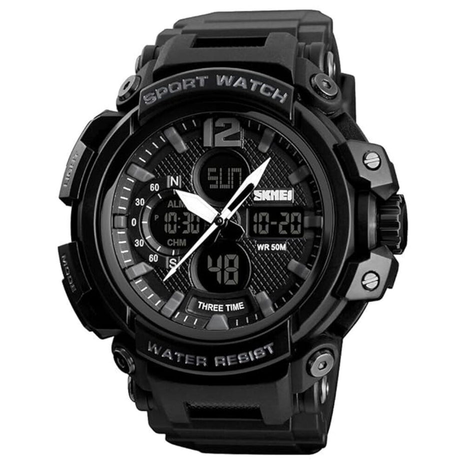 Analog-Digital Watch for Men with Black Polyurethane Strap and Round Dial for Casual & Formal Wear