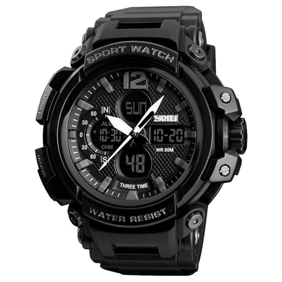 Analog-Digital Watch for Men with Black Polyurethane Strap and Round Dial for Casual & Formal Wear