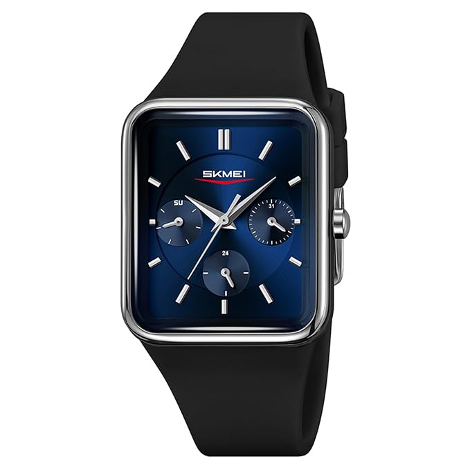 Minimalist Rectangular Analog Wrist Watch with Silicone Strap for Women