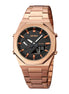 Analog-Digital Watch for Men with Rose Gold Metal Strap and Round Dial for Casual & Formal Wear