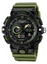Analog-Digital Watch for Men with Army Green Silicone Strap and Round Dial for Casual & Formal Wear