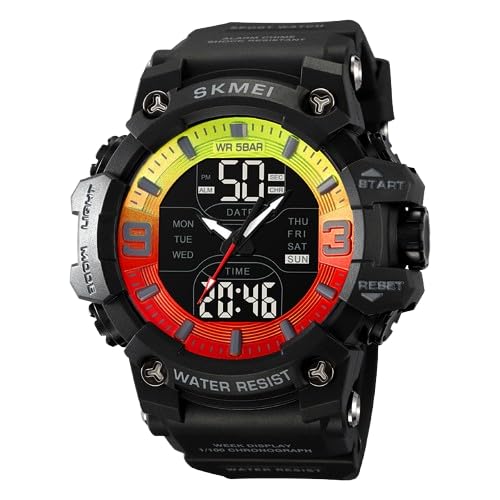 Rugged Analog Digital Sports Watch for Men with Multi Function Display and Outdoor Style