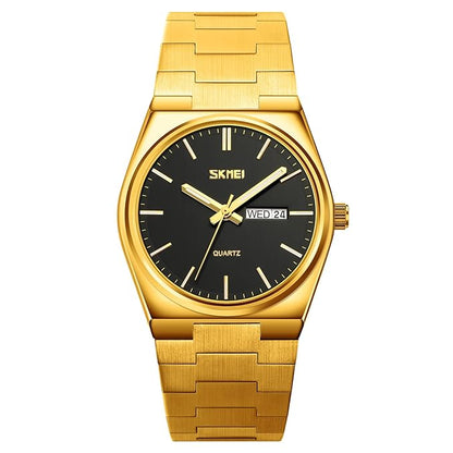 Men's Analog Quartz Stainless Steel Watch All-in-one Fashion, Water Resistant, Supply Calendar Week
