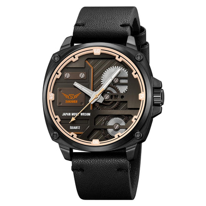 Premium Skeleton Dial Analog Wrist Watch with Leather Strap for men