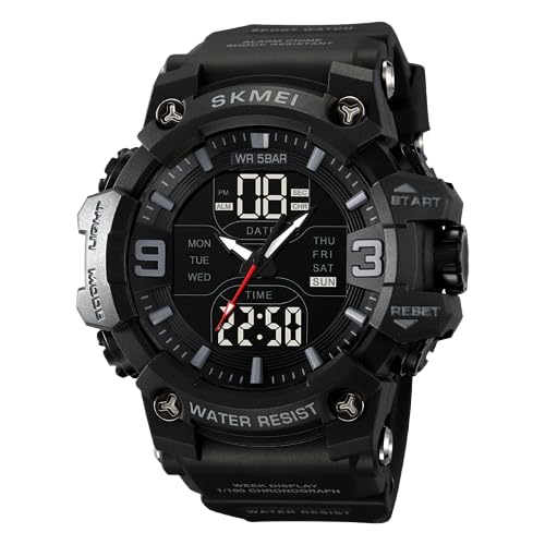Rugged Analog Digital Sports Watch for Men with Multi Function Display and Outdoor Style