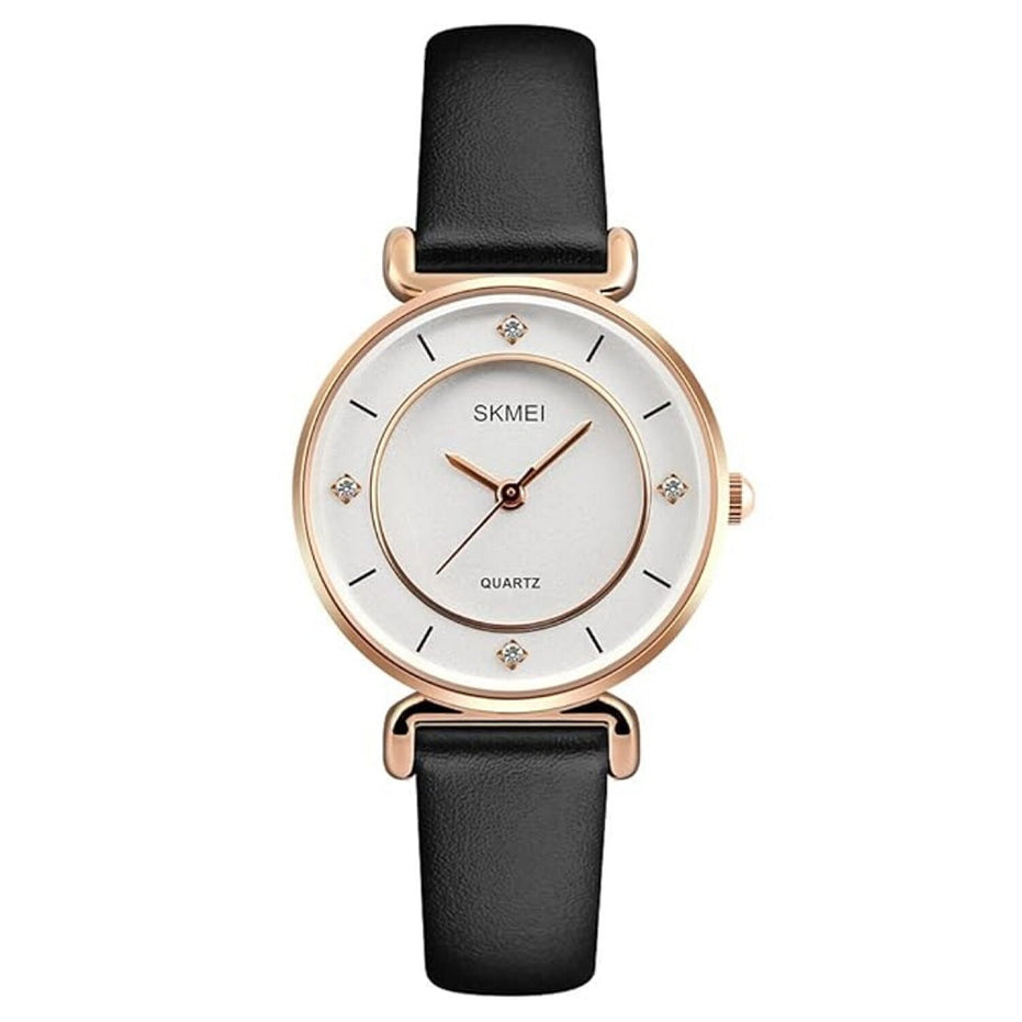 Analog Watch for Women with Gold Mesh Leather Strap and Round Dial for Casual & Formal Wear