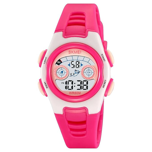 Digital Kids Watch LED Display, Round Dial, Waterproof Sports Watch with Alarm, Date & Comfortable Strap