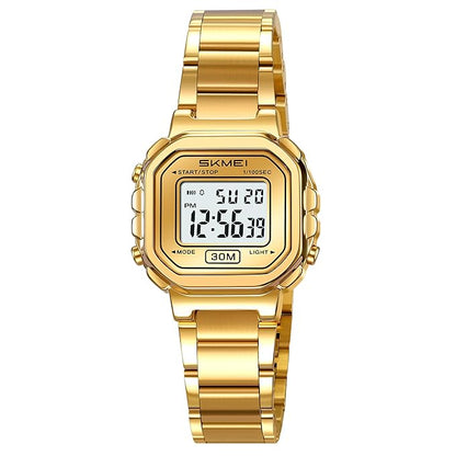 Digital Display Metal Strap Wrist Watch for women