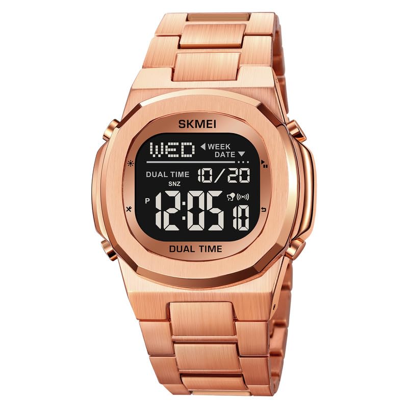 Premium Digital Sports Watch for Men with Stainless Steel Strap, Waterproof Style Wrist Watch for Casual Outdoor and Daily Wear