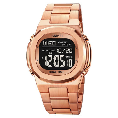 Premium Digital Sports Watch for Men with Stainless Steel Strap, Waterproof Style Wrist Watch for Casual Outdoor and Daily Wear