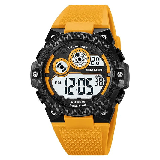 Rugged Digital Sports Watch with Textured Strap for men