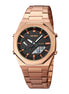 Analog-Digital Watch for Men with Rose Gold Metal Strap and Round Dial for Casual & Formal Wear