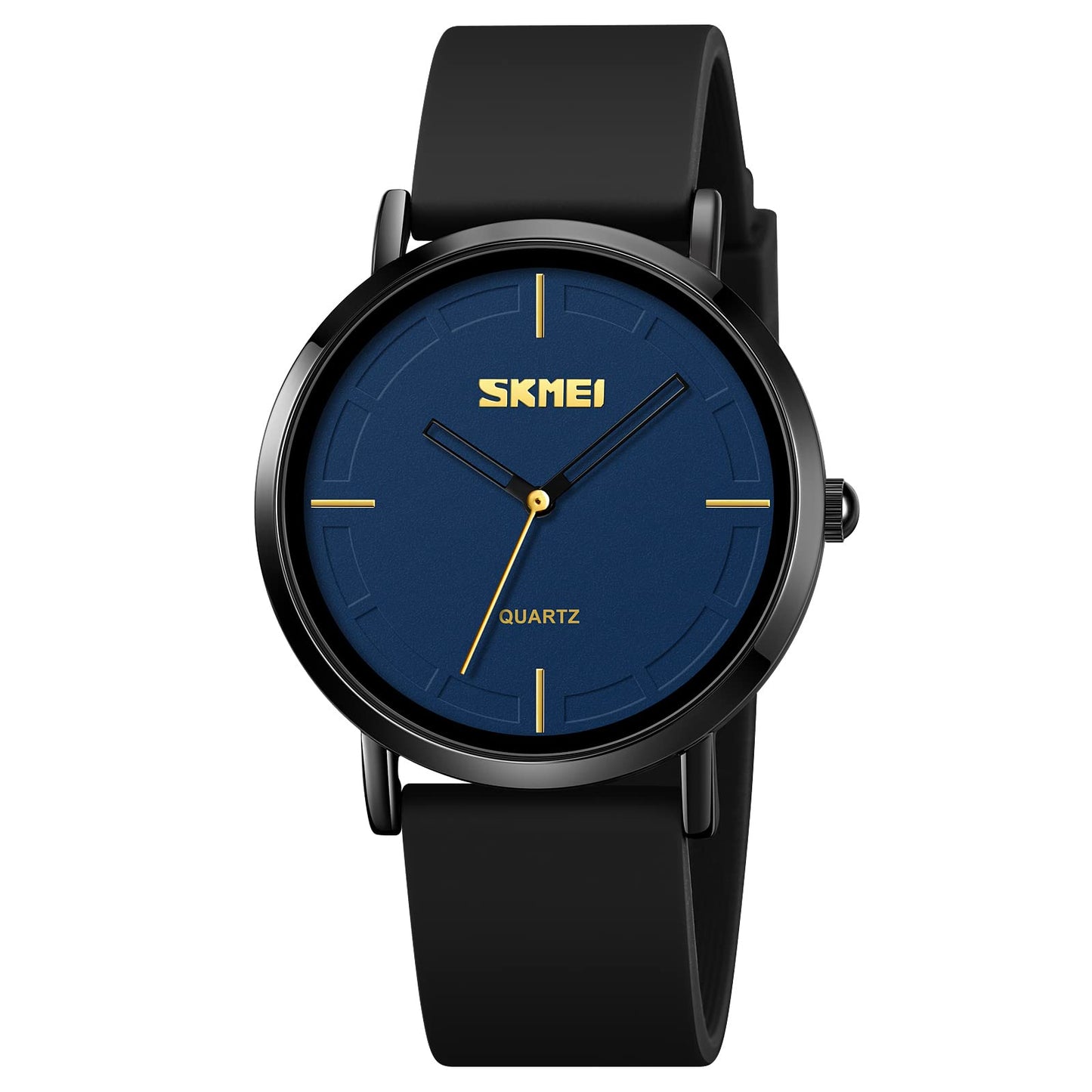 Minimalist Analog Quartz Wristwatch with Soft Silicone Strap and Contrast Dial