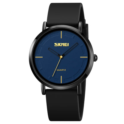 Minimalist Analog Quartz Wristwatch with Soft Silicone Strap and Contrast Dial