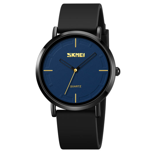 Minimalist Analog Quartz Wristwatch with Soft Silicone Strap and Contrast Dial