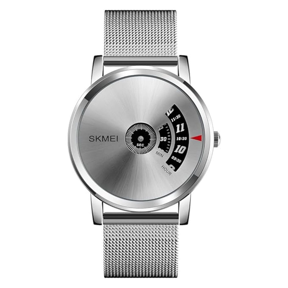 Minimalist Analog Wrist Watch with Mesh Strap and Modern Dial Design For Men