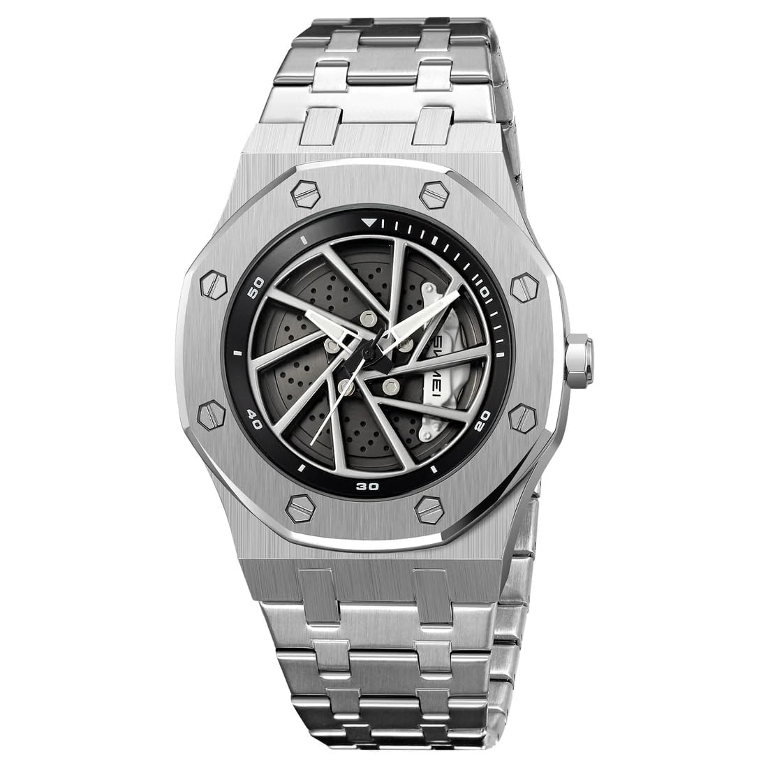 Spinning Wheel Skeleton Dial Luxury Analog Watch