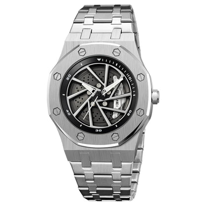 Spinning Wheel Skeleton Dial Luxury Analog Watch