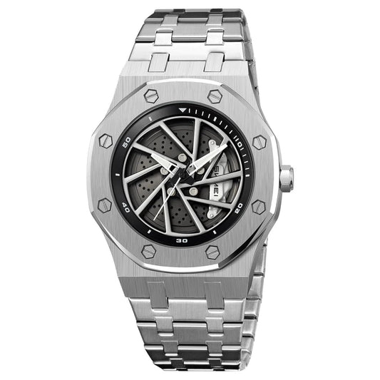 Spinning Wheel Skeleton Dial Luxury Analog Watch