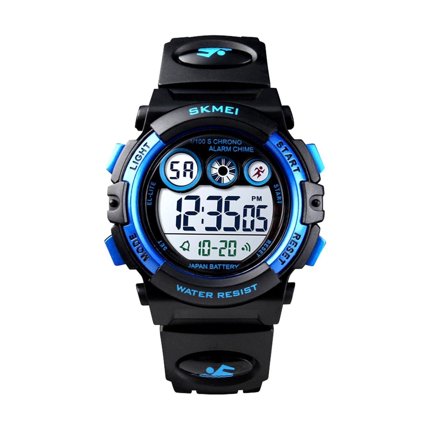 Kids Sports Multi Function Digital Watch, Multicolor Dial Sky ABS Case Kid's Watch, PU Rubber Strap Band, Waterproof LED Light Children Wristwatch