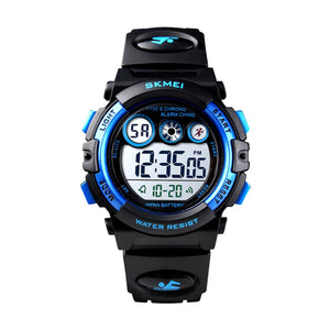 Kids Sports Multi Function Digital Watch, Multicolor Dial Sky ABS Case Kid's Watch, PU Rubber Strap Band, Waterproof LED Light Children Wristwatch