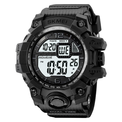 Rugged Digital Sports Watch for Men with Dual Time Display and Outdoor Adventure Style