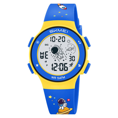 Kids Digital Watch with Cartoon Space Design and Soft Comfortable Strap for Daily Wear
