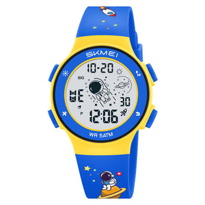 Kids Digital Watch with Cartoon Space Design and Soft Comfortable Strap for Daily Wear