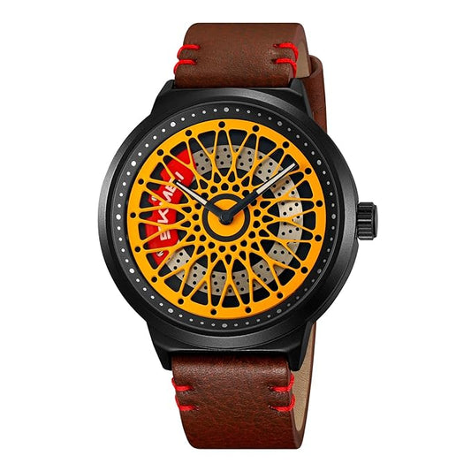 Premium Skeleton Dial Watch for Men – Leather Strap, Designer Mechanical Style Wrist Watch for Casual & Formal Wear