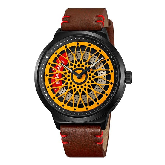 Rolling Watch for Men with Brown Leather Strap and Round Dial for Casual & Formal Wear