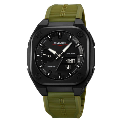 Rugged Analog Digital Sports Watch with Patterned Strap for men