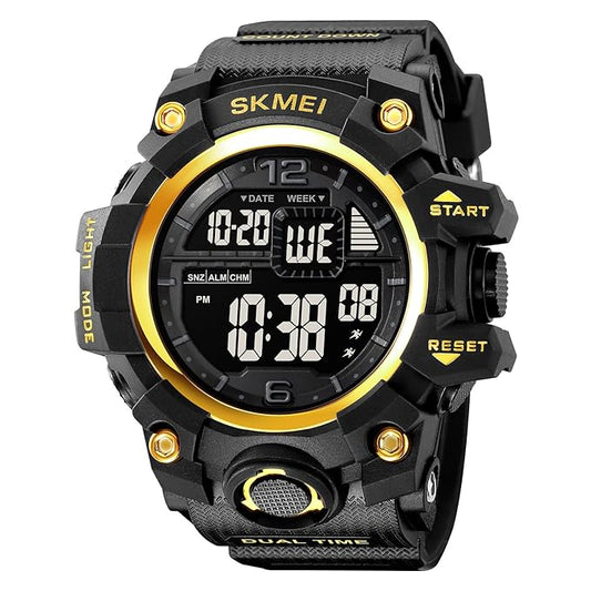 Rugged Digital Sports Watch for Men with Dual Time Display and Outdoor Adventure Style