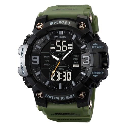 Rugged Analog Digital Sports Watch for Men with Multi Function Display and Outdoor Style