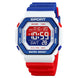 Digital Watch for Men with Red-blue Silicone Strap and Round Dial for Casual & Formal Wear