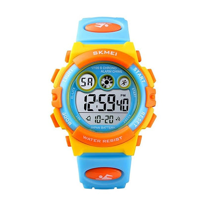 Kids Sports Multi Function Digital Watch, Multicolor Dial Sky ABS Case Kid's Watch, PU Rubber Strap Band, Waterproof LED Light Children Wristwatch