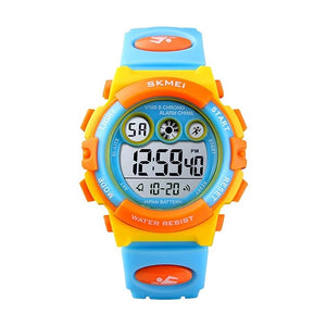 Kids Sports Multi Function Digital Watch, Multicolor Dial Sky ABS Case Kid's Watch, PU Rubber Strap Band, Waterproof LED Light Children Wristwatch