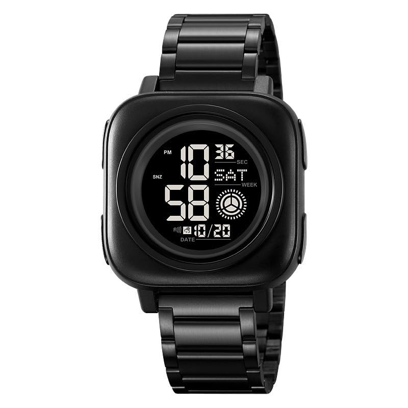 Digital Watch for Kids with Black Stainless Steel Strap and Round Dial for Casual & Formal Wear