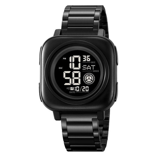 Square Digital Wrist Watch with Metal Strap