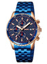 Analog Watch for Men with Blue Stainless Steel Strap and Round Dial for Casual & Formal Wear