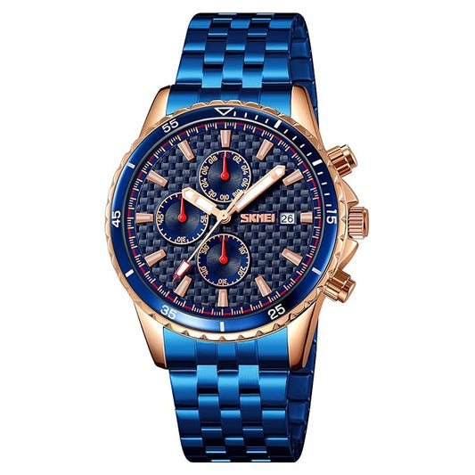 Men’s Analog Chronograph Watch with Date Display, Stainless Steel Strap, White Dial – Luxury Casual & Formal Wear