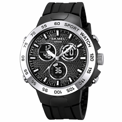 Analog-Digital Watch for Men with Black Silicone Strap and Round Dial for Casual & Formal Wear