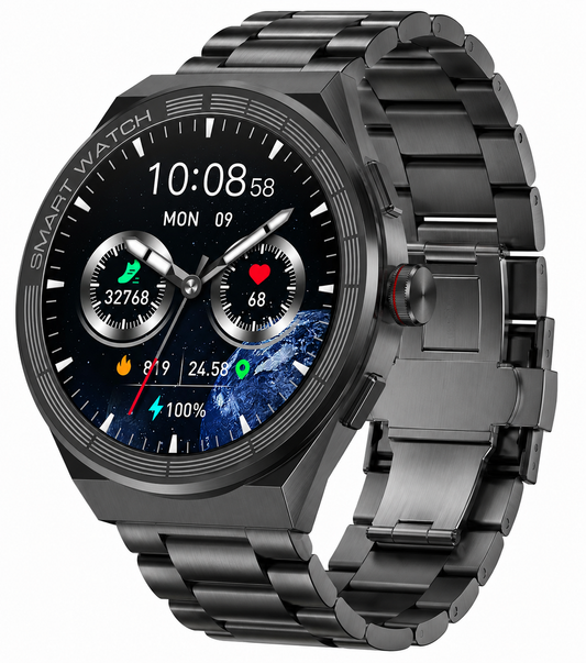 Premium AMOLED Smartwatch with Classic Round Dial and Advanced Fitness Features