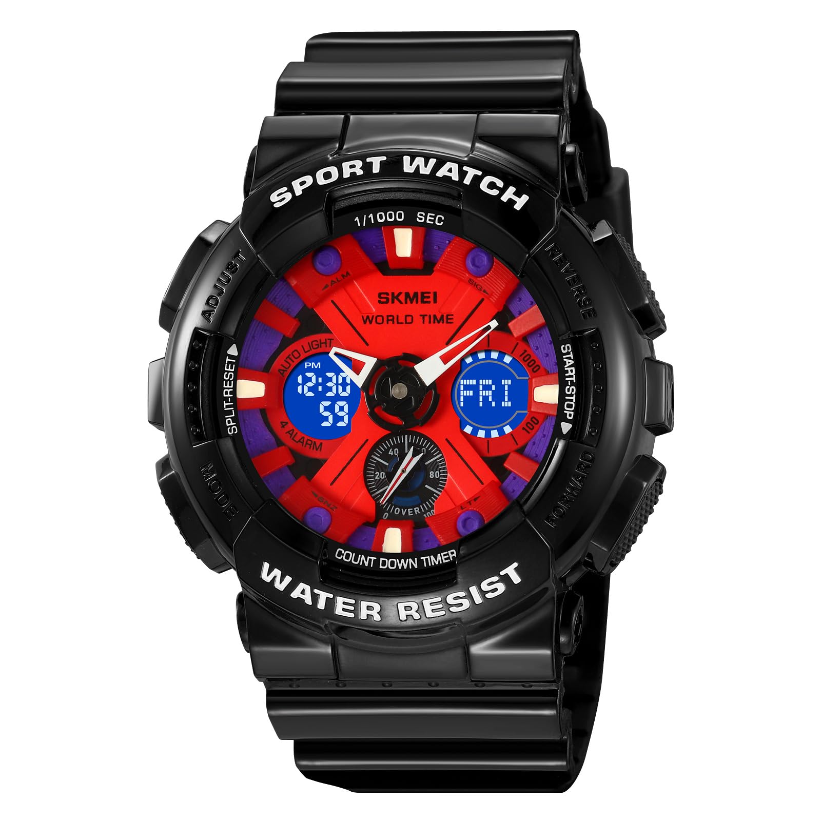 Analog-Digital Watch for Men with Black Silicone Strap and Round Dial for Casual & Formal Wear