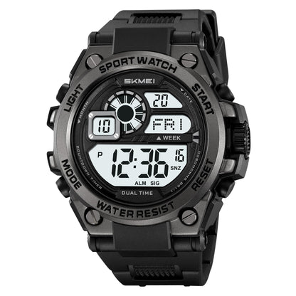 Rugged Digital Sports Watch with Dual Time Display for men