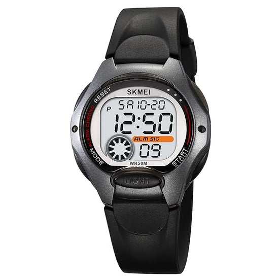 Digital Watch for Kids with Black Silicone Strap and Round Dial for Casual & Formal Wear