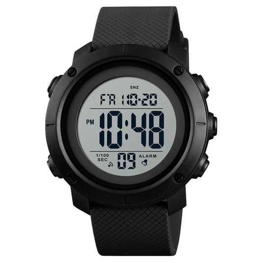 Digital Watch for Men with Round Dial, Dual Time Display, Alarm & Chronograph, Water Resistant Sports Watch with Durable Strap