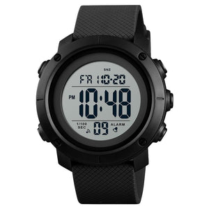 Digital Watch for Men with Round Dial, Dual Time Display, Alarm & Chronograph, Water Resistant Sports Watch with Durable Strap
