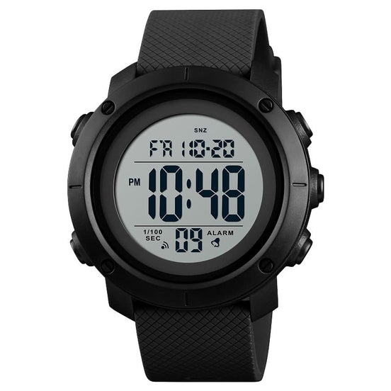 Digital Watch for Men with White Black Polyurethane Strap and Round Dial for Casual & Formal Wear
