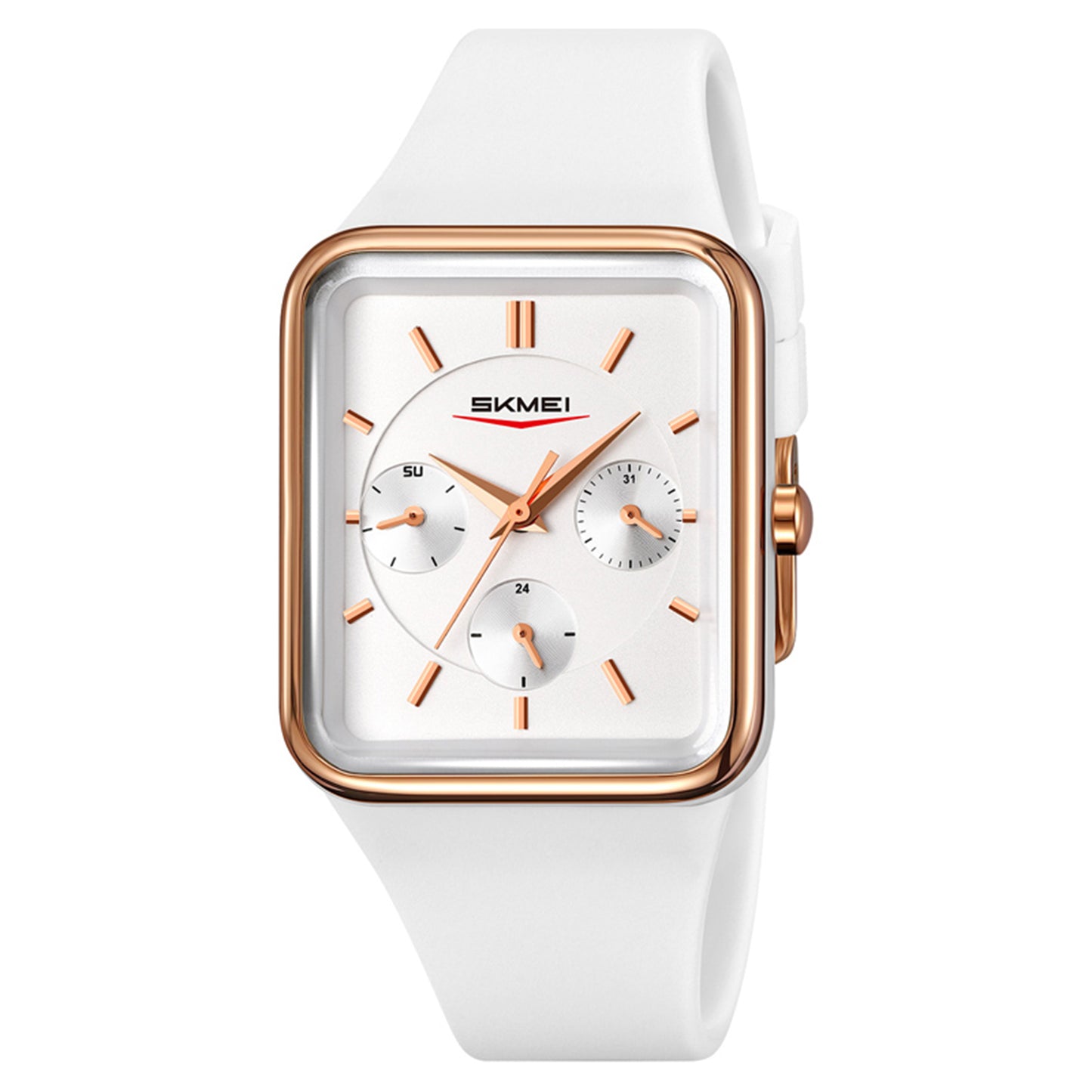 Skmei Analog Rectangle Black Dial ABS Case Silica Strap Watch for Women - 2323